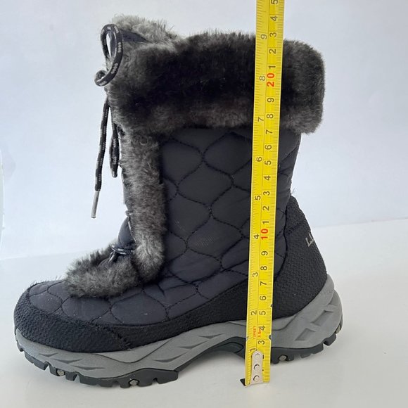 L.L. Bean Quilted Winter Snow Boots Faux Fur Lined Mid Calf Lace Up Booties - Picture 15 of 16